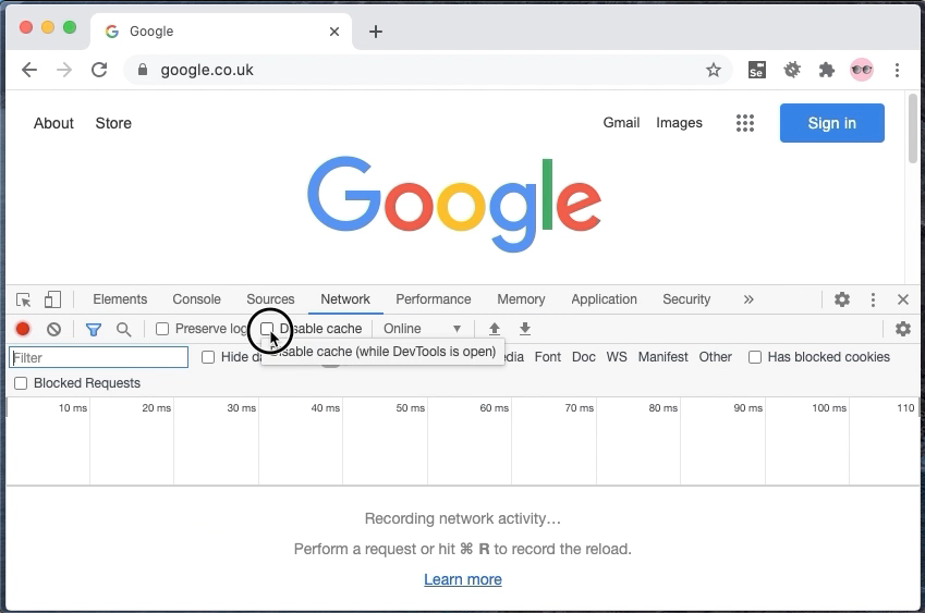 google chrome clear cache for specific site