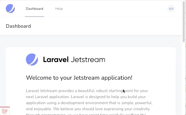 Laravel Jetstream Help Page