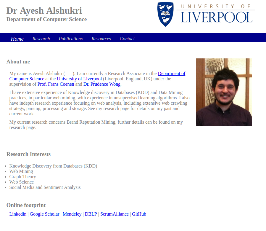 University website, circa 2008.